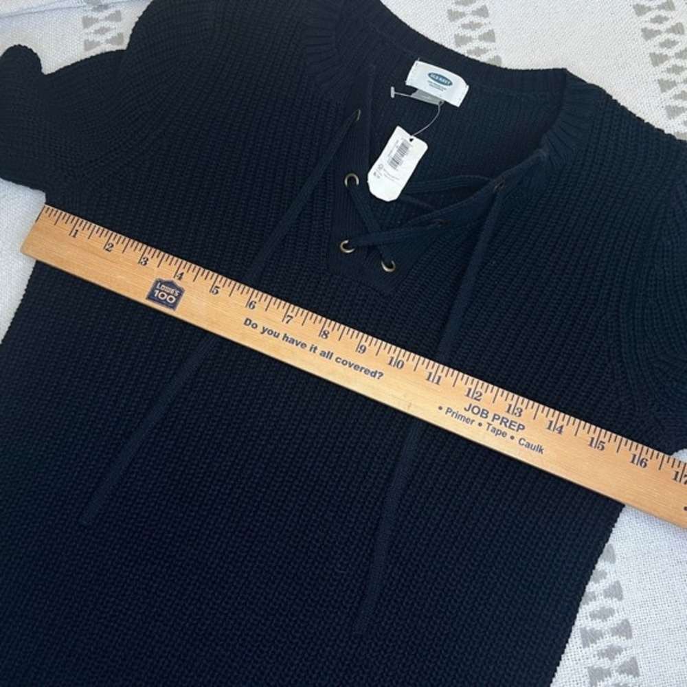 Old Navy Sweater Navy Blue Hippie Grunge Fairy Cozy Comfy‎ Beachy Knit Lace NWT - Picture 11 of 11